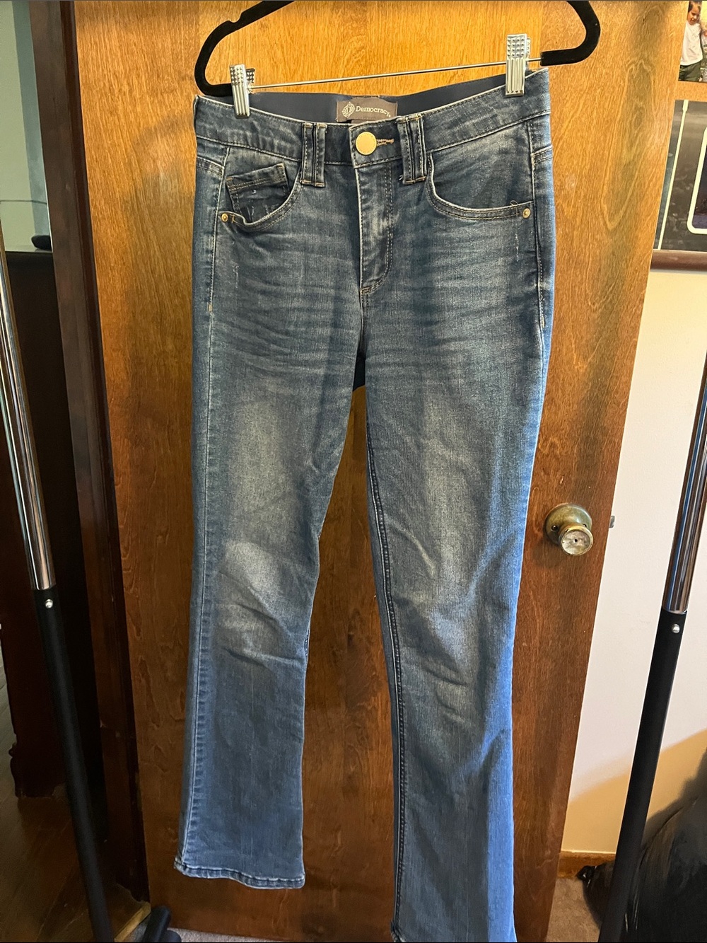 Democracy Women's Blue Flare Jeans with Subtle Fade
